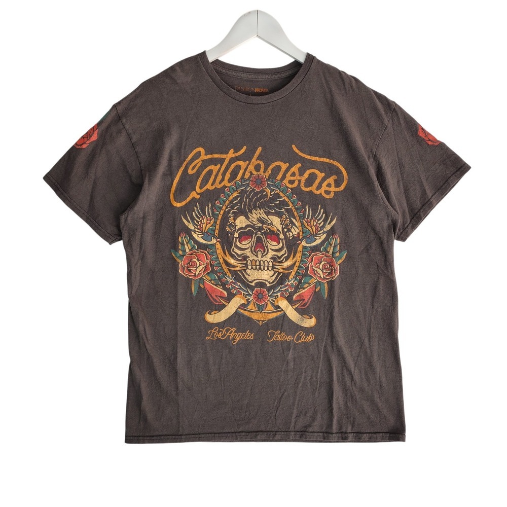 Fashion Nova Calabasas Los Angeles Tattoo Club Skull Graphic Tee FNW023 Mens L